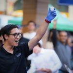 After contestants created packaging for the egg drop competition, Poly Pack member Joel Flores, opened the packages to see if the eggs survived the 30-foot drop.