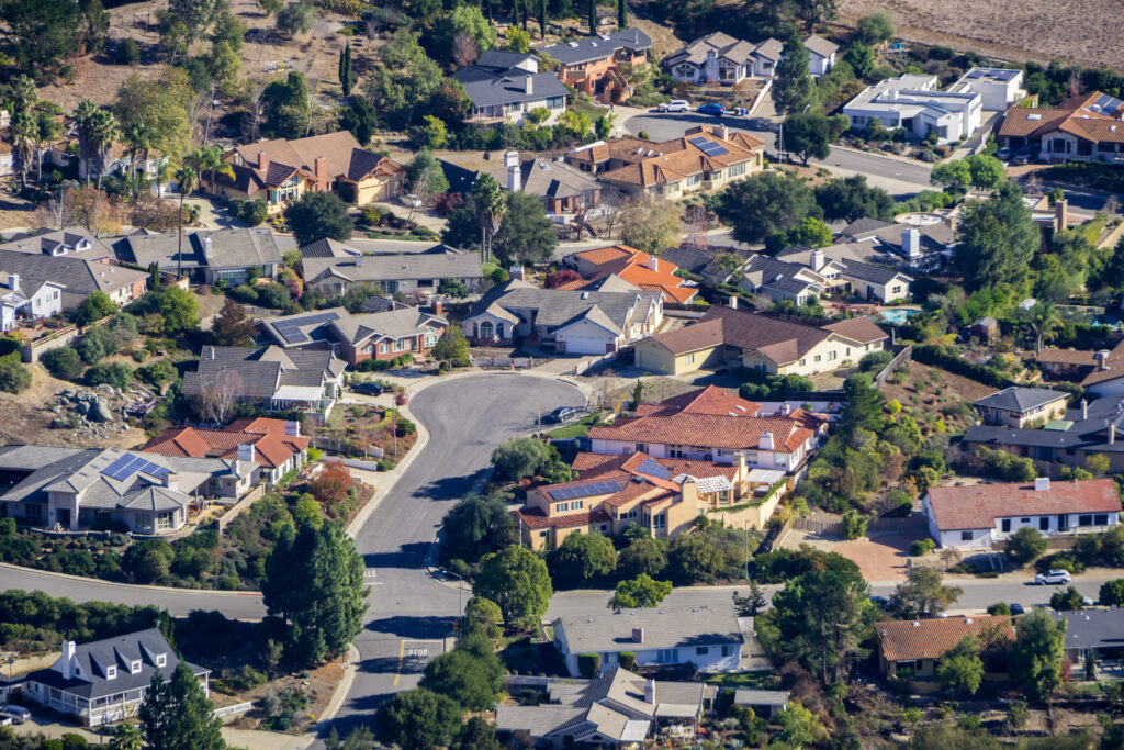Aerial view of a residential neighborhood in north San Luis Obispo