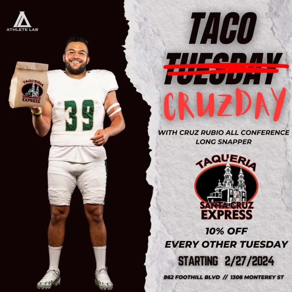 Students in an ad promoting a local restaurant.