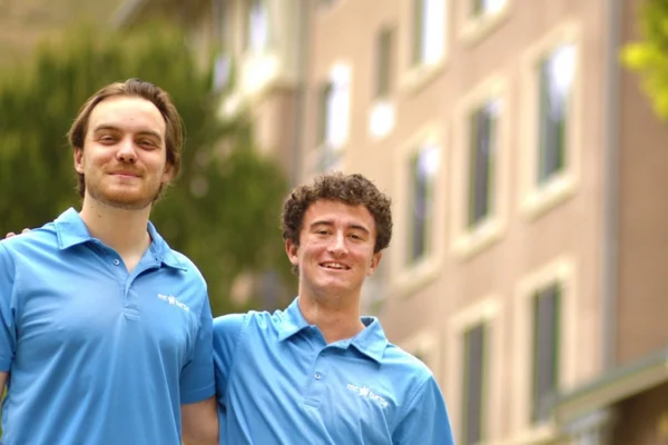 The two Mr. Turtle startup founders pose for a photo
